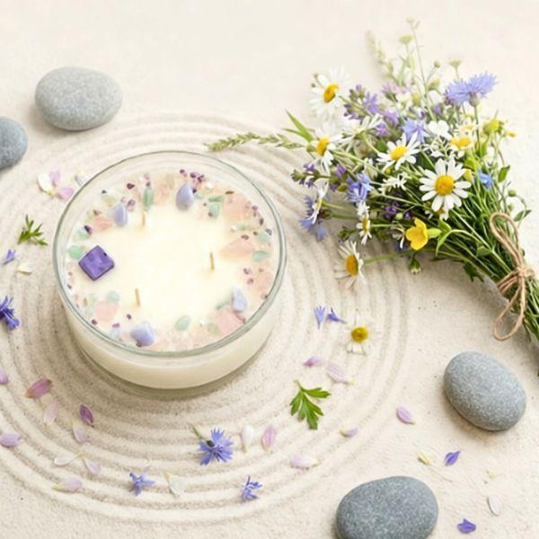 Přírodní svíčka Pohlazení duše s minerály a se 100% esenciálními oleji